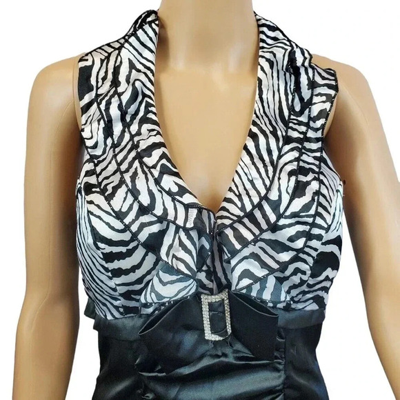 SALLY Brand size Small Zebra Ruffle Halter Dress - Picture 4 of 9